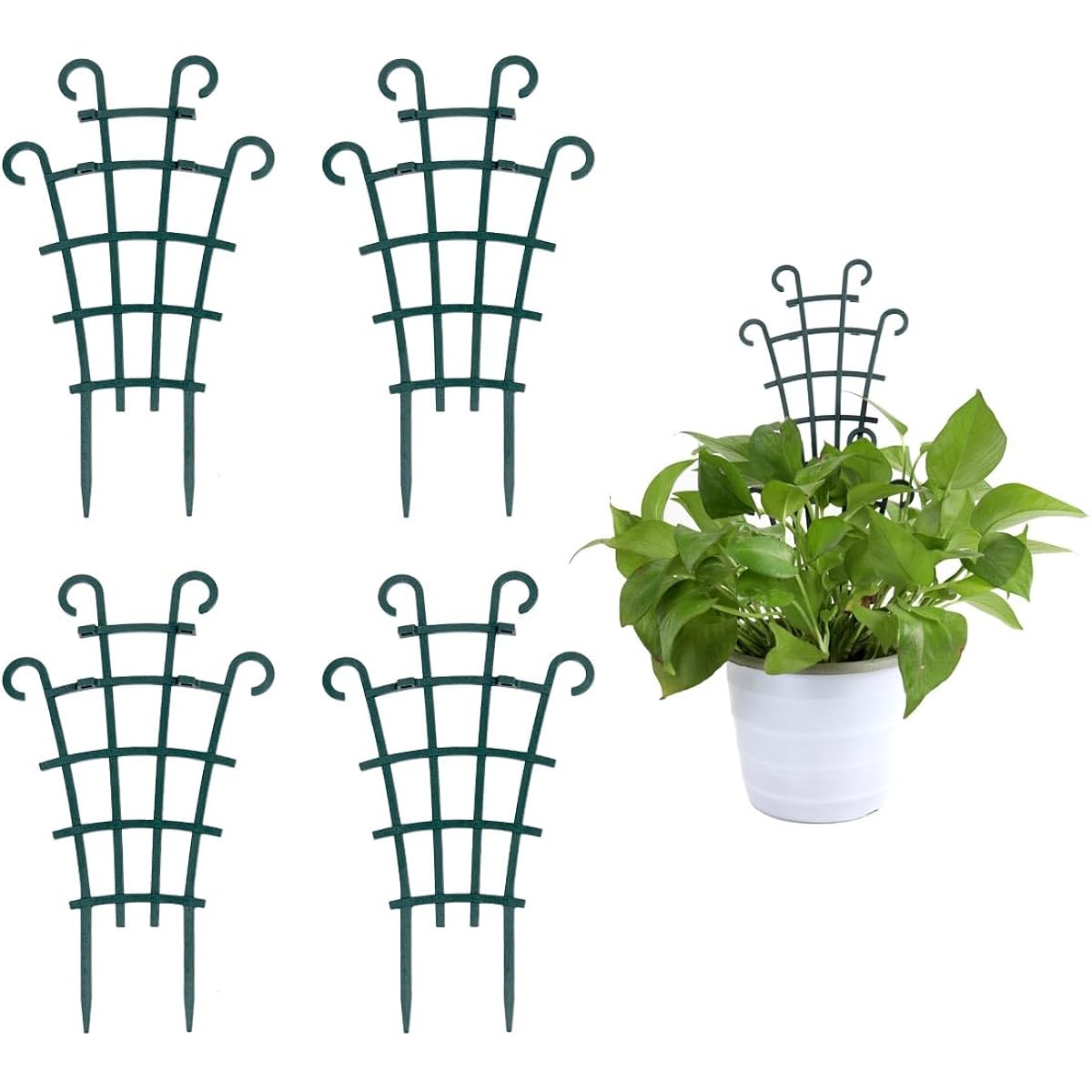 Uwioff Trellis For Potted Plants, Stackable Small Indoor Plant Trellis For Climbing Plants Outdoor For Vine Ivy Hoya Houseplants Flower Plant Support, 4 Pack