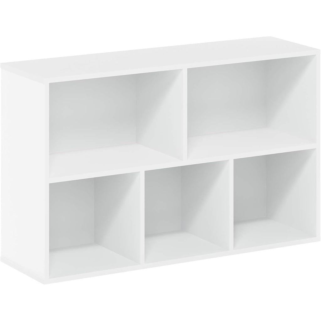 Furinno Luder Book Shelf, 5-Cube Bookshelf, Reversible Bookcase, 9.4 X 19.5 X 31.5, Easy Assembly, For Living Room, Bedroom, Home Office, White
