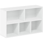 Furinno Luder Book Shelf, 5-Cube Bookshelf, Reversible Bookcase, 9.4 X 19.5 X 31.5, Easy Assembly, For Living Room, Bedroom, Home Office, White