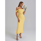 Kutumai Off The Shoulder Maxi Long Dress Corset Ruched Bodycon Cocktail Formal Wedding Guest Dresses For Women