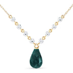 Galaxy Gold GG 14K Solid Gold Necklace with Diamonds and Emerald