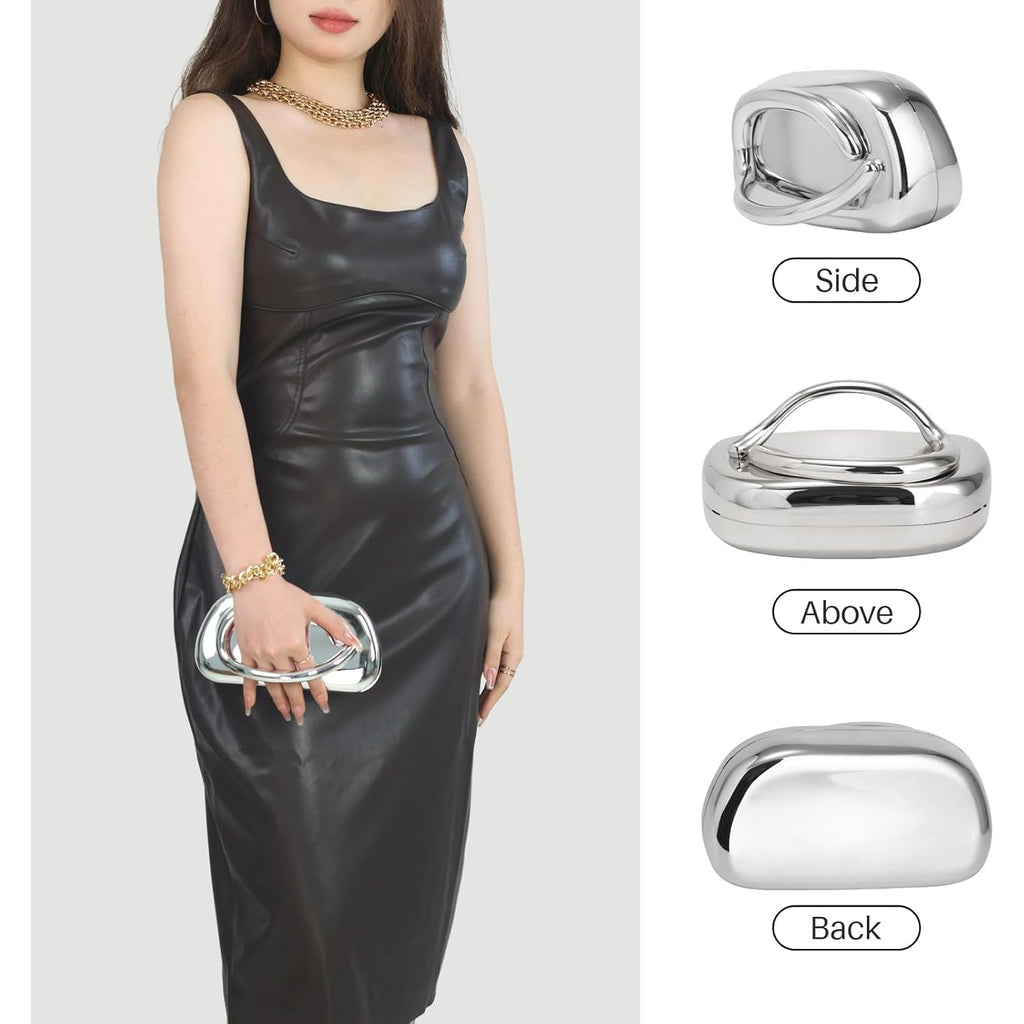 Acrylic Clutch Purse for Women,Unique Trendy Metal Handle Evening Bag for Wedding Party Formal Prom