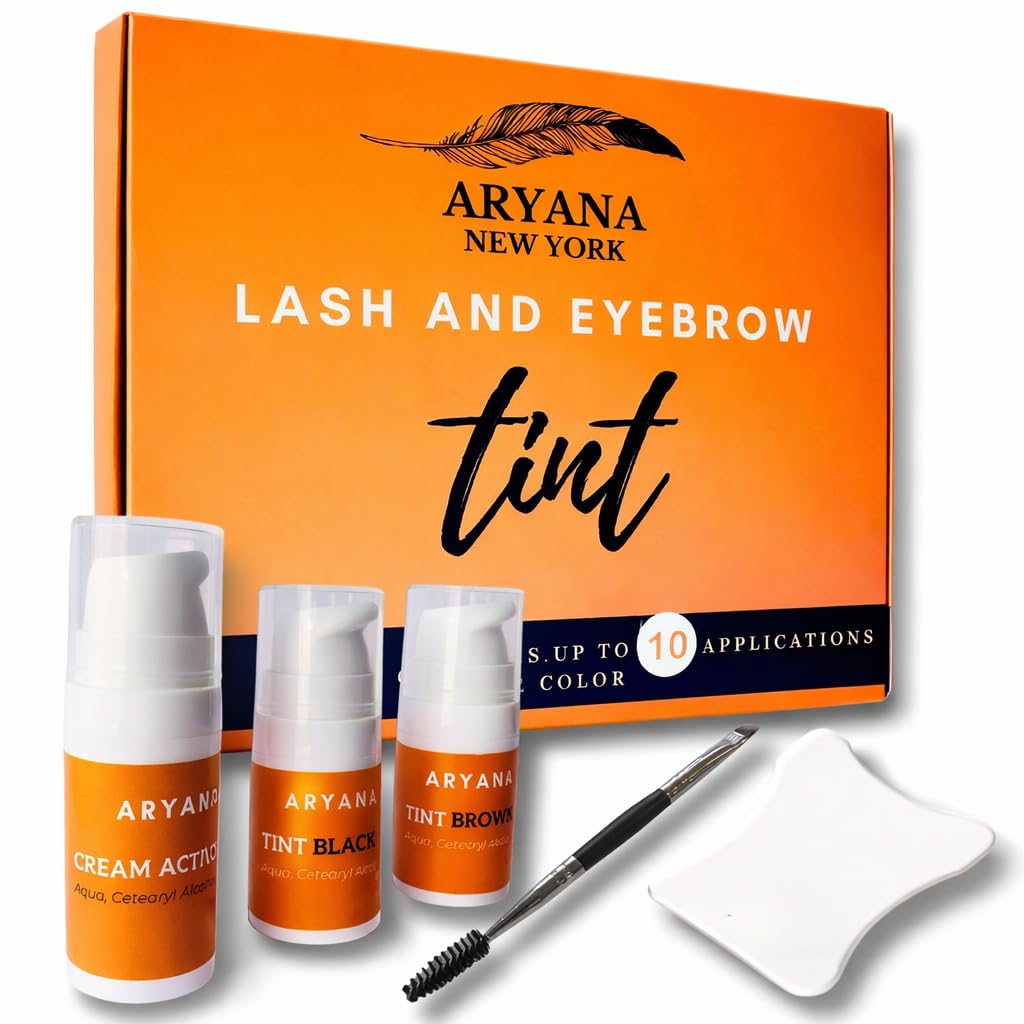 ARYANA NEW YORK Lash and Brow kit, Up to 10 applications, Black and Brown with Brow brush (BLACK BROWN)