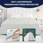 Bamboo Mattress Protector With Zipper - 100% Waterproof King Size Cooling Mattress Cover - Ultra Soft Jacquard Fabric Breathable Noiseless Mattress Pad Cover - Zippered Mattress Encasements