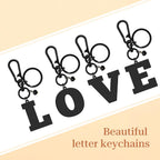 Initial Keyring Gifts Black Letter Keychain for Women Initial Letter Keyring for Backpack Black Keychain