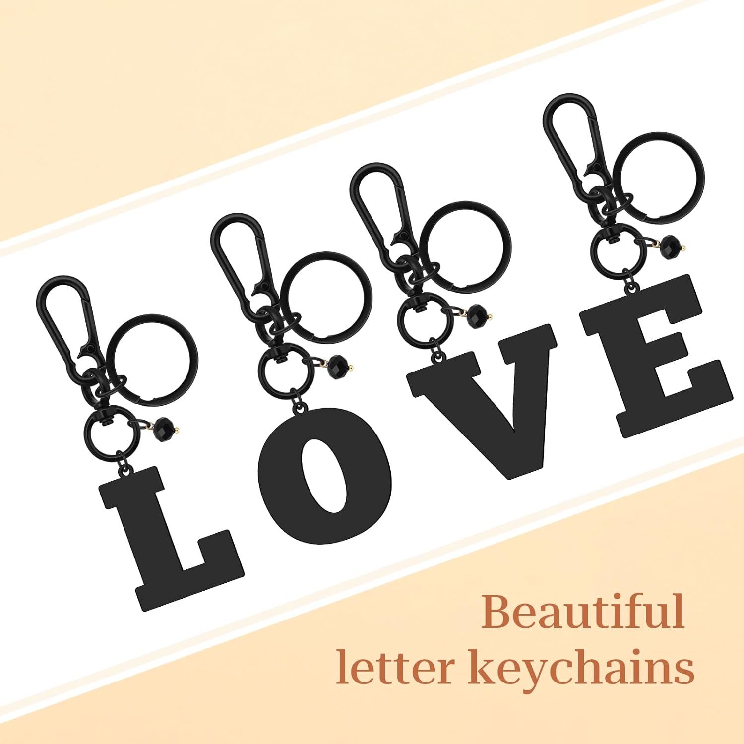 Initial Keyring Gifts Black Letter Keychain for Women Initial Letter Keyring for Backpack Black Keychain