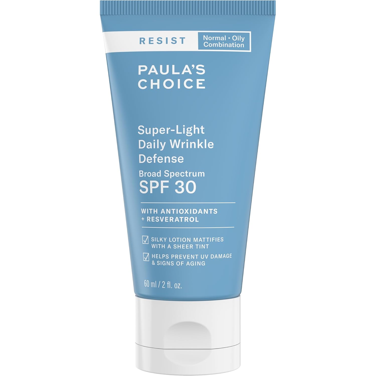 Paula's Choice RESIST Super-Light Daily Wrinkle Defense Mineral Sunscreen, SPF 30 Face Sunscreen for Oily Skin, Matte Tinted Face Moisturizer, UVA/UVB Protection, Fragrance-Free