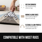 GORILLA GRIP® Extra Wide Dual Sided Rug Gripper Pads, Holds Carpet in Place on Hardwood Floors and Tile, Removable Reusable Sticky Corner Grippers, Universal Fit Floor Pad for Under Area Rugs, 4 Pack