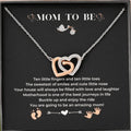 Mom to Be Gift - Sterling Silver S925 Interlock Heart Necklace with a Message Card Pregnancy Gifts for First Time Moms Expecting Women Pregnant Wife Mother's Day Christmas Birthday
