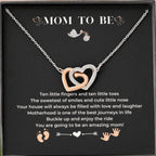 Mom to Be Gift - Sterling Silver S925 Interlock Heart Necklace with a Message Card Pregnancy Gifts for First Time Moms Expecting Women Pregnant Wife Mother's Day Christmas Birthday