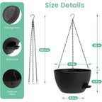 Uouz 13 Inch 2 Pack Large Self Watering Hanging Planters For Indoor Outdoor Plants, Hanging Plant Pots With Removable 50 Oz Reservoir, Plastic Hanging Basket For Window Porch Garden Balcony, Black
