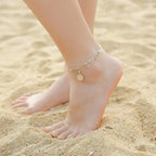 Memorjew Initial Ankle Bracelets for Women, 14K-Gold-Plated Double Layered Initial Anklets Jewelry for Women