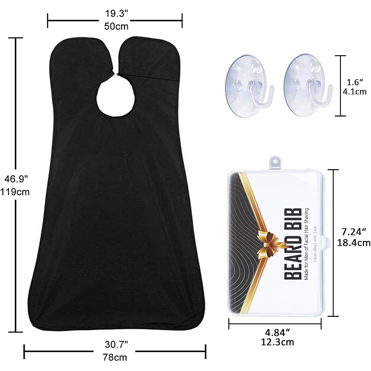 Beard Bib Apron, Beard Trimming Catcher for Men Shaving Hair Clippings Non-Stick Waterproof Grooming Cloth
