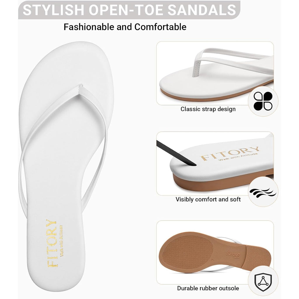 Fitory Women’S Flip Flops, Fashion Casual Thong Walking Slide With Vegan Leather, Comfortable Summer Beach Flat Sandals For 2026 Indoor And Outdoor Size 6-11
