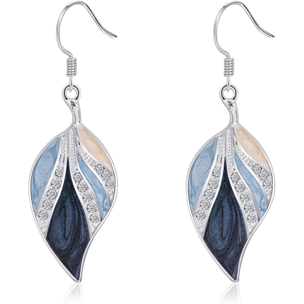 Leaf Dangle Earrings for Women Enamel Boho Teardrop Dangling Bohemian Tropical Earrings Plant Jewelry for Vacation