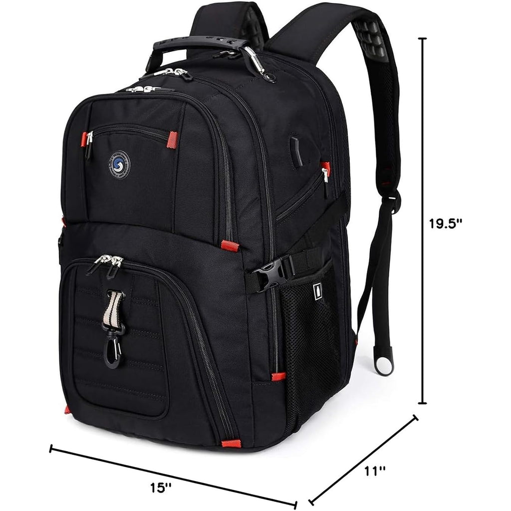 Shrradoo Extra Large 50L Travel Laptop Backpack With Combination Lock,High School College Backpack Airline Approved Business Work Bag Fit 17 Inch Laptops For Men Women,Black