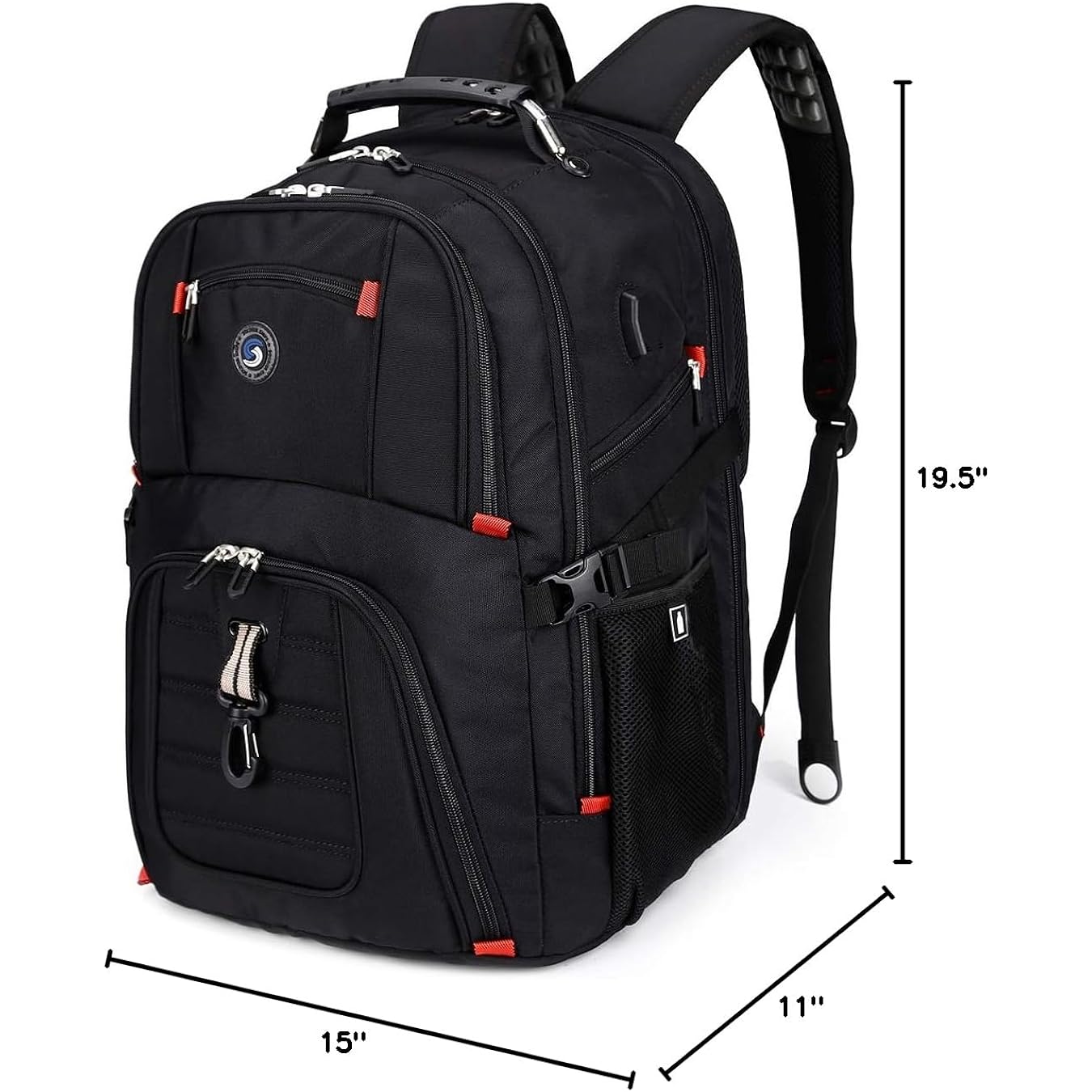 Shrradoo Extra Large 50L Travel Laptop Backpack With Combination Lock,High School College Backpack Airline Approved Business Work Bag Fit 17 Inch Laptops For Men Women,Black