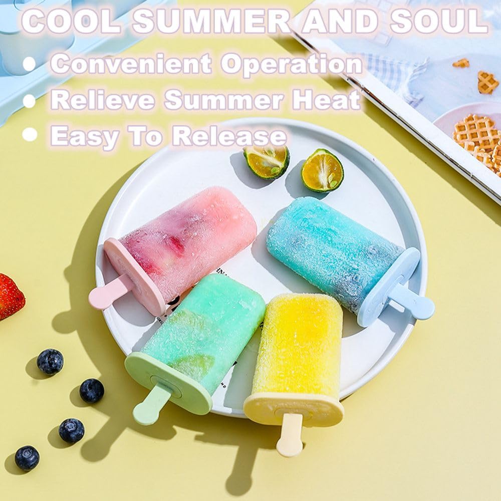 Popsicle Molds Set 6 Pieces Ice Popsicle Maker-Bpa Free,Easy-Release Ice Pop Molds,Homemade Ice Cream Molds (Blue)