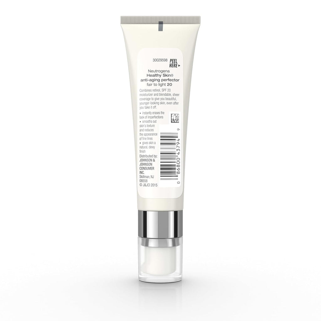 Neutrogena Retinol Treatment and Tinted Facial Moisturizer, Healthy Skin Anti-Aging Perfector with Broad Spectrum SPF 20 Sunscreen with Titanium Dioxide, 20 Fair to Light, 1 fl. oz