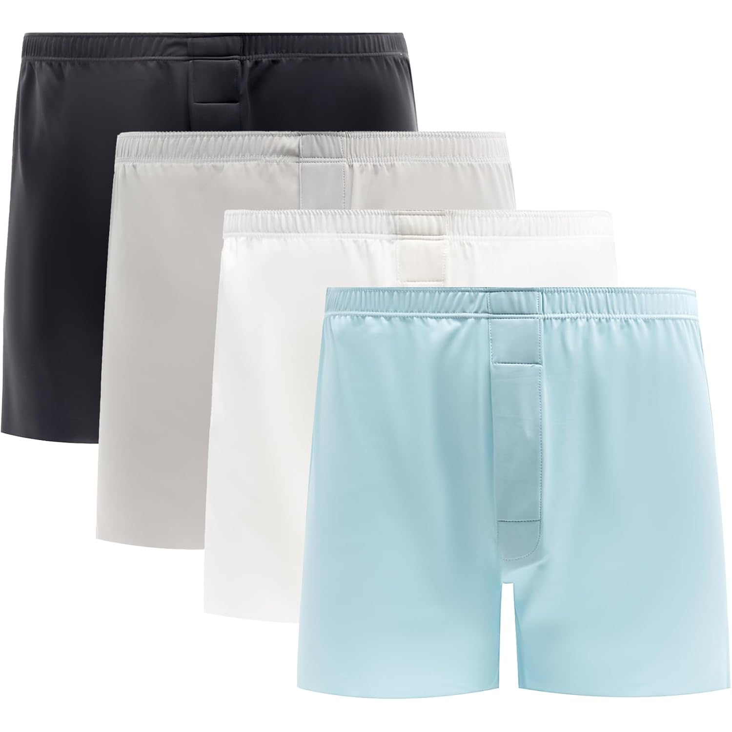 Vissay Stretch Satin Boxers For Men Silk Feeling Boxer Shorts Breathable Loose Men'S Underwear For Sleep 4 Pack