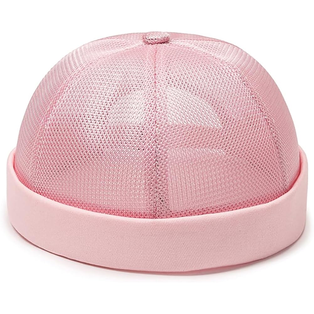 Mens Mesh Brimless Cap,Summer Skullcap Docker Beanie Hat Pink