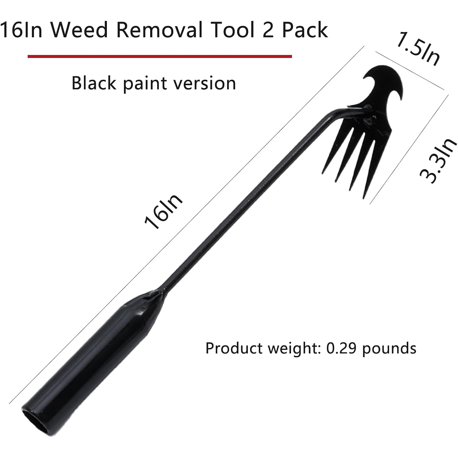 Weed Puller Tool Garden Weed Pulling Tool, Portable Garden Weeder Tool Uprooting Weeding Tool, 4 Teeth Manganese Steel Forged Hand Weeder For Vegetable Gardening Backyard Farm Planting & Weeding