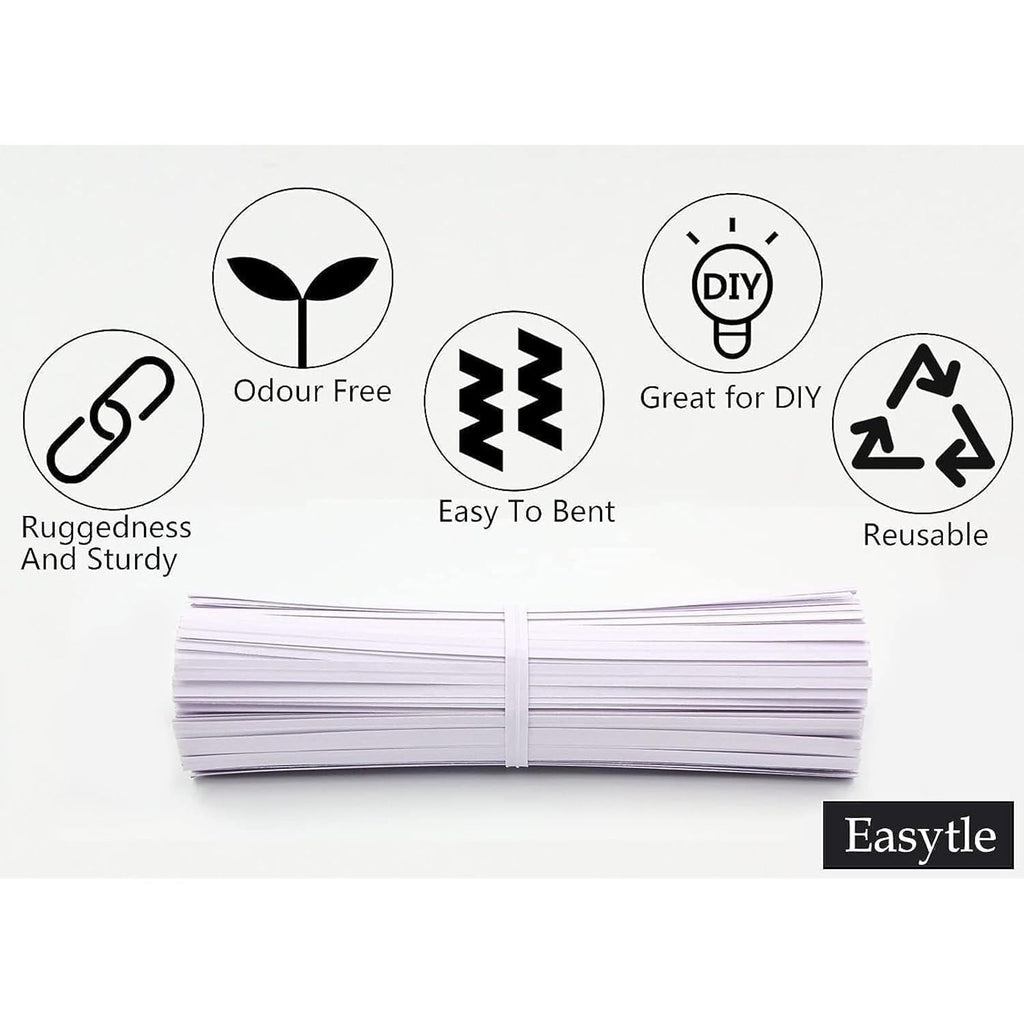 Easytle 600 Pcs 5" White Paper Twist Ties Bread Ties White Twist Ties Twisty-Ties Bag Ties Twist Ties For Bags Bread Wire Ties Twist Tie For Party Cello Candy Bread Coffee Bags Cake Pops