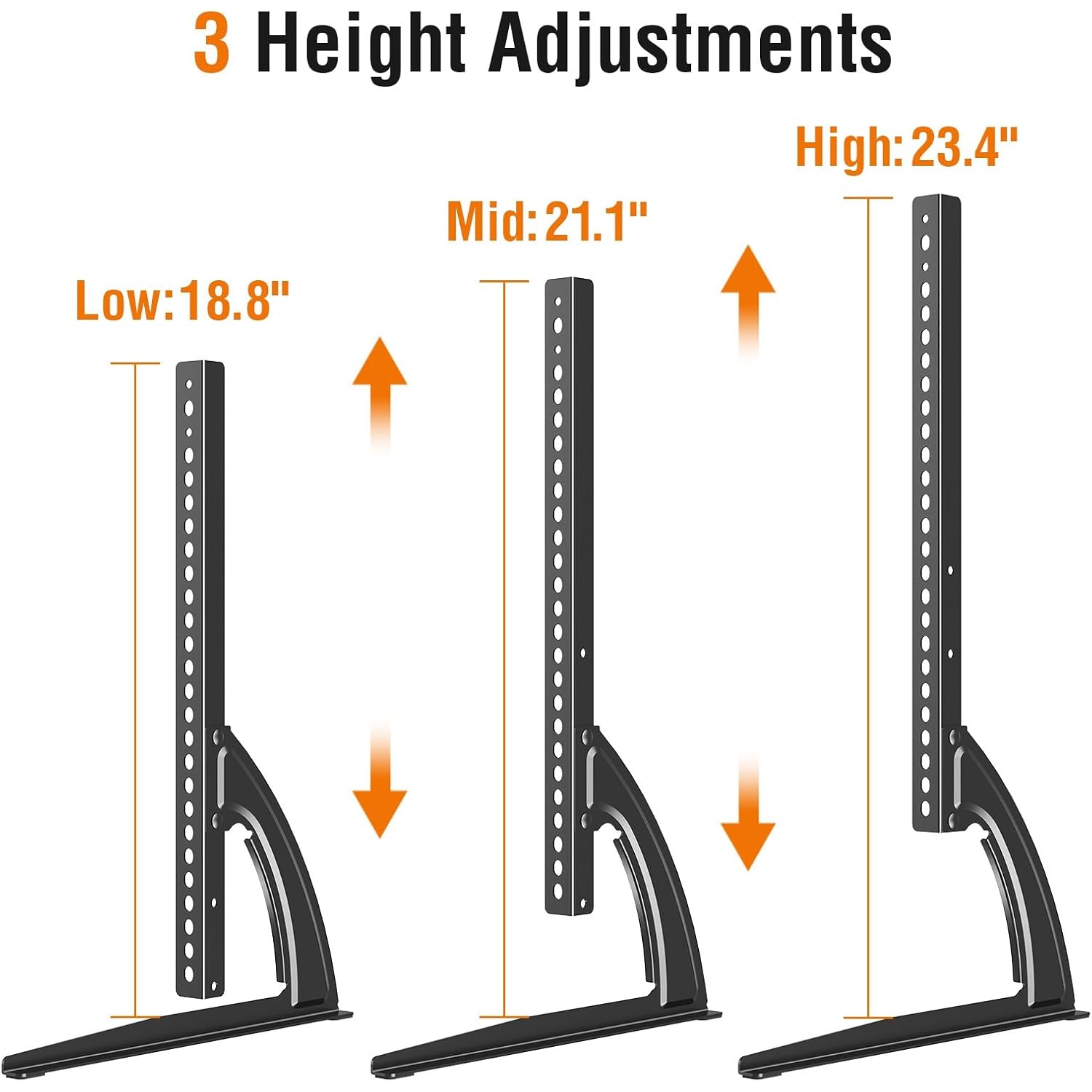 Elived Universal Table Top Tv Stand For Most 27 To 55 Inch Lcd Led Plasma Flat/Curved Screen Tvs, Tv Base Height Adjustable Leg Stand, Replacement Tv Feet Holds Up To 88Lbs, Max Vesa 800X400Mm
