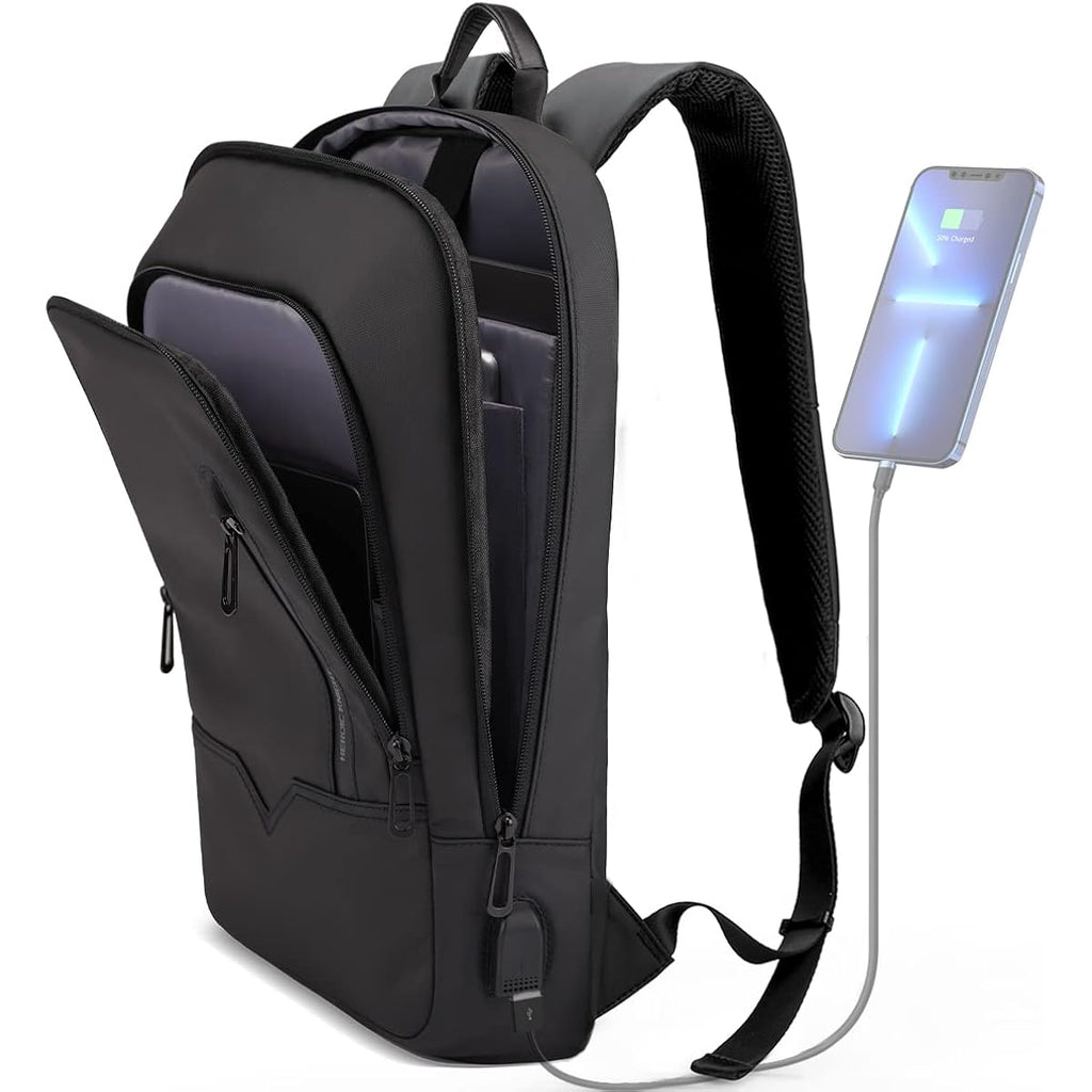 Hk Backpack For Men Business Slim Laptop Bag | Anti Theft Travel Backpacks 15.6 Inch Laptop Water Resistant Computer Bag For Work Office College, Black