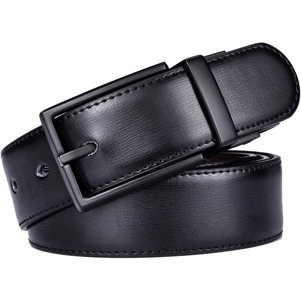 Beltox Fine Men'S Dress Belt Leather Reversible 1.25" Wide Rotated Buckle Gift Box