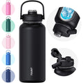 Tourit 32 Oz Insulated Water Bottle, Stainless Steel Sports Water Bottles With Top Handle, Double-Wall Travel Thermal Water Flask, Bpa Free Leakproof Water Bottle For Sports And Travel (Obsidian)