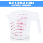 Dtdnzkn 2 Pack Measuring Cup Set, 250Ml (1-Cup) And 500Ml (2-Cup) | Plastic Liquid Measuring Cups- Baking, Cooking, Mixing & Measuring Cups, Essential Kitchen Tools