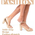 Ankis Heels For Women Open Toe Ankle Strap Chunky Heel Sandals 2.75 Inch