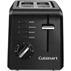 Cuisinart CPT-122BK 2-Slice Compact Plastic Toaster, Slots for Bagels & Bread, 7 Shade Settings, Cancel/Defrost/Reheat Functions, Removable Crumb Tray, Small Kitchen Appliance for Home & Office, Black