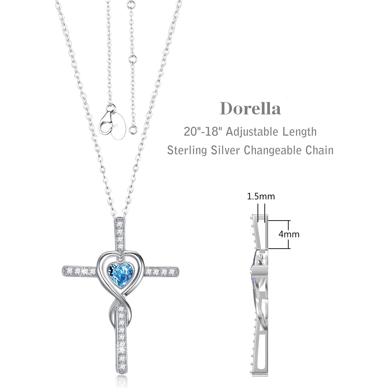 Dorella Love Infinity Necklace for Women Mothers Day Birthday Gifts Wife Mom May June July Birthstones Emerald Ruby Pearl Jewelry 925 Sterling Silver