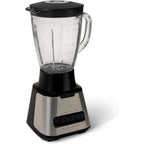 Amazon Basics Powerful 700W Countertop Blender With 6-Cup (50 Fl. Oz) Glass Jar, 6 Pre-Programmed Functions, Ice Crush, Stainless Steel Blades, Black & Silver