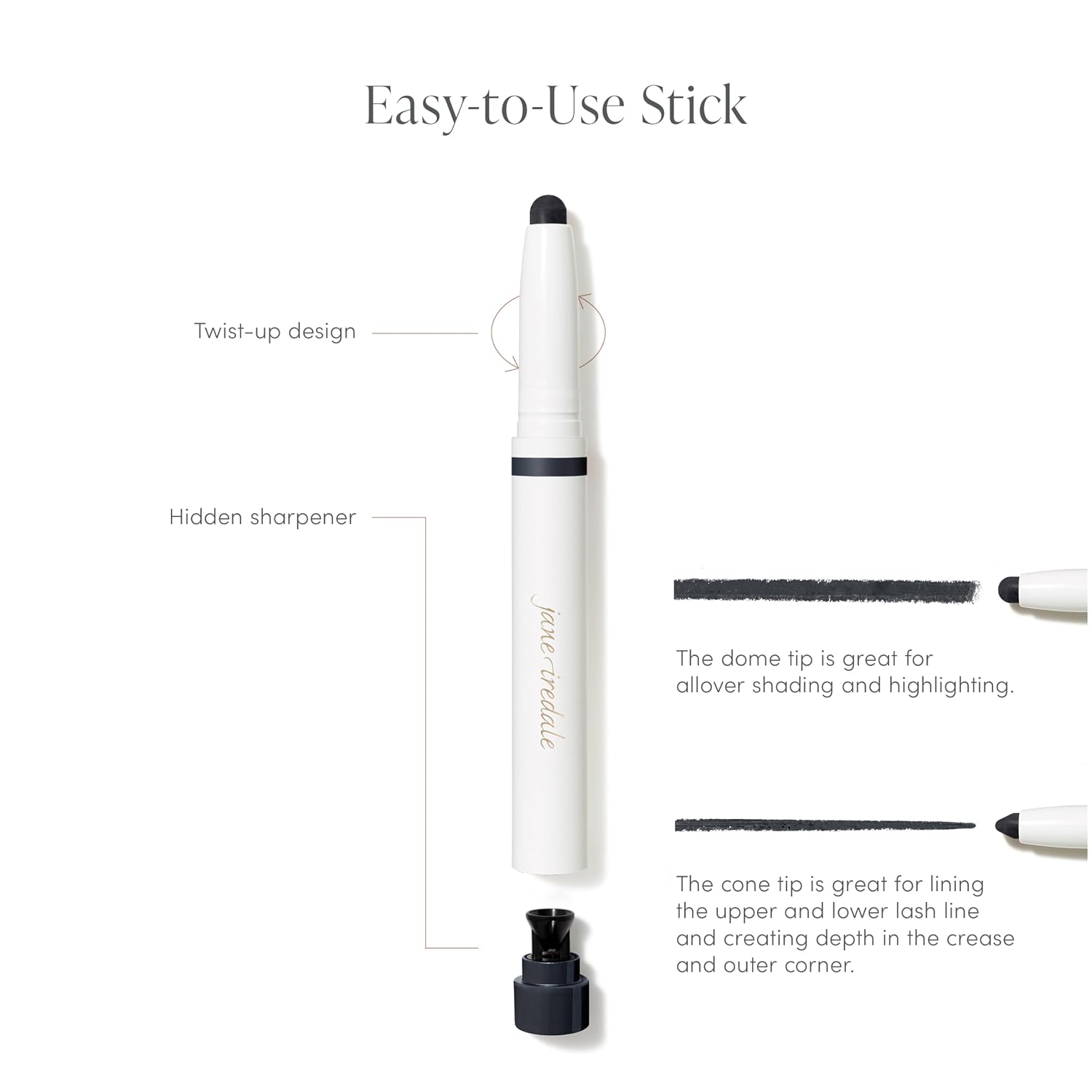 Jane Iredale Colorluxe Eye Shadow Stick, Multi-Use Cream To Powder Formula With Sharpener, Highly Pigmented, Buildable, Long-Wear, Vegan, Cruelty-Free