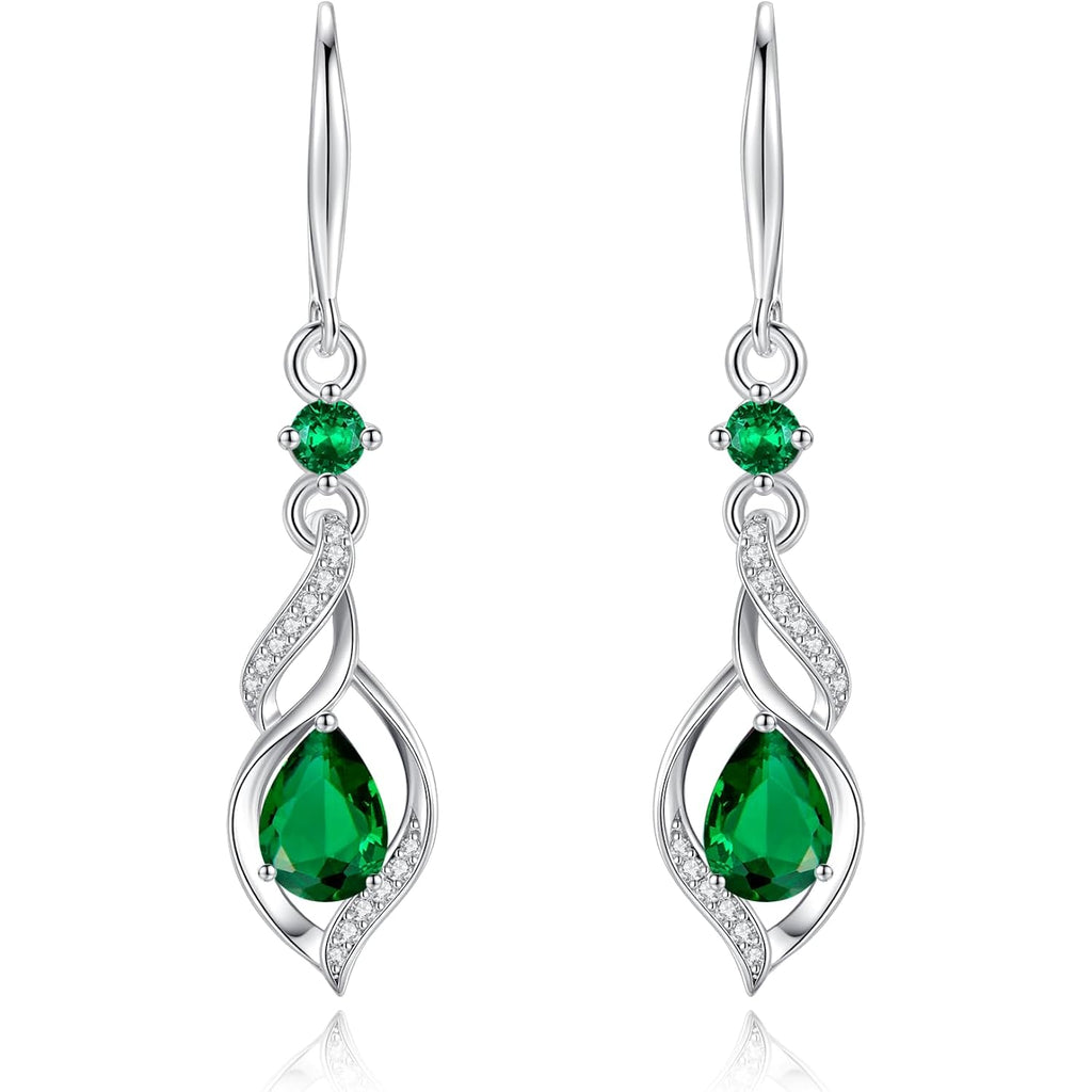 FANCIME Gift for Women Birthstone Dangle Earrings for Her Teardrop Birthstone Earrings S925 Sterling Silver infinity Love Birthday Gifts for Mom Women
