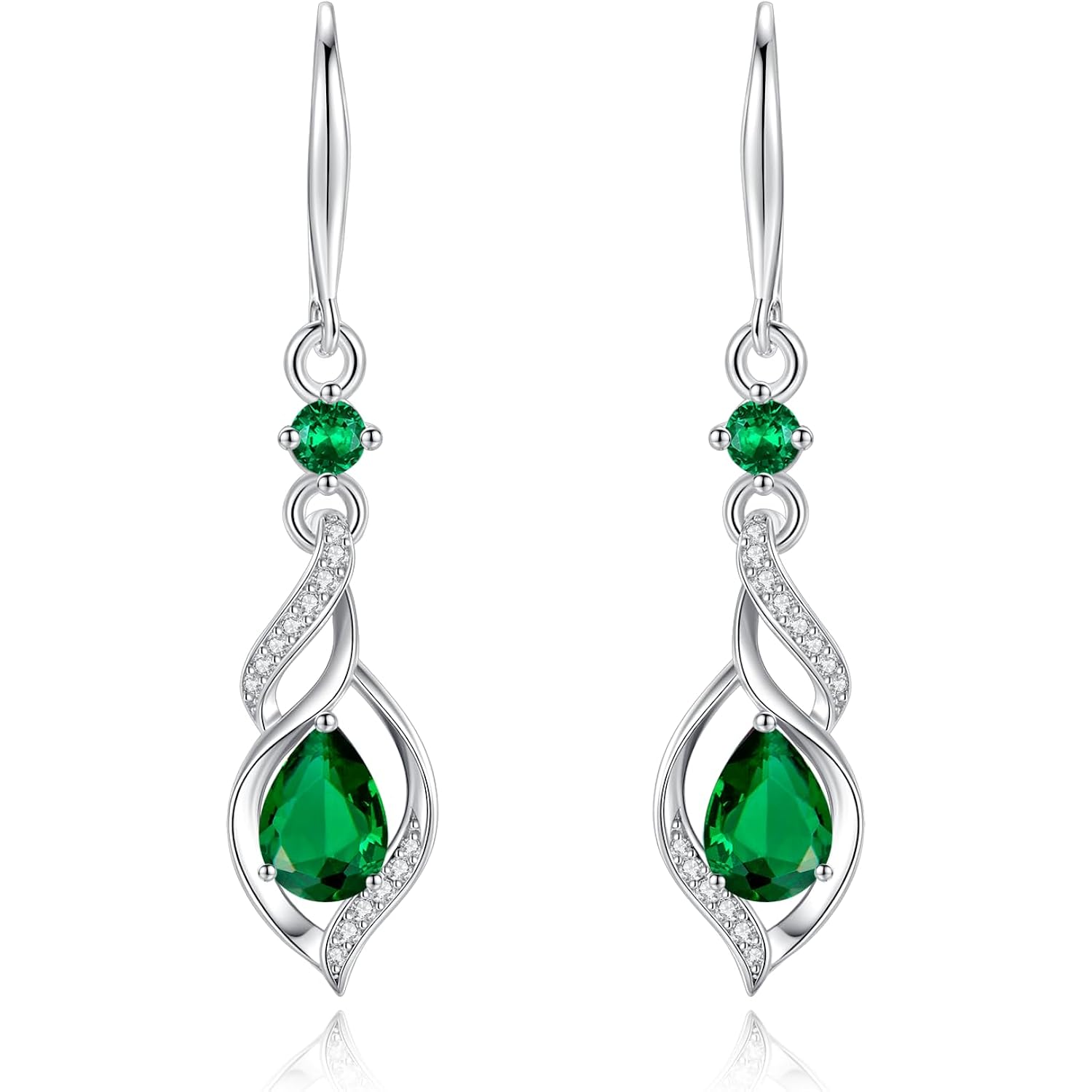 FANCIME Gift for Women Birthstone Dangle Earrings for Her Teardrop Birthstone Earrings S925 Sterling Silver infinity Love Birthday Gifts for Mom Women