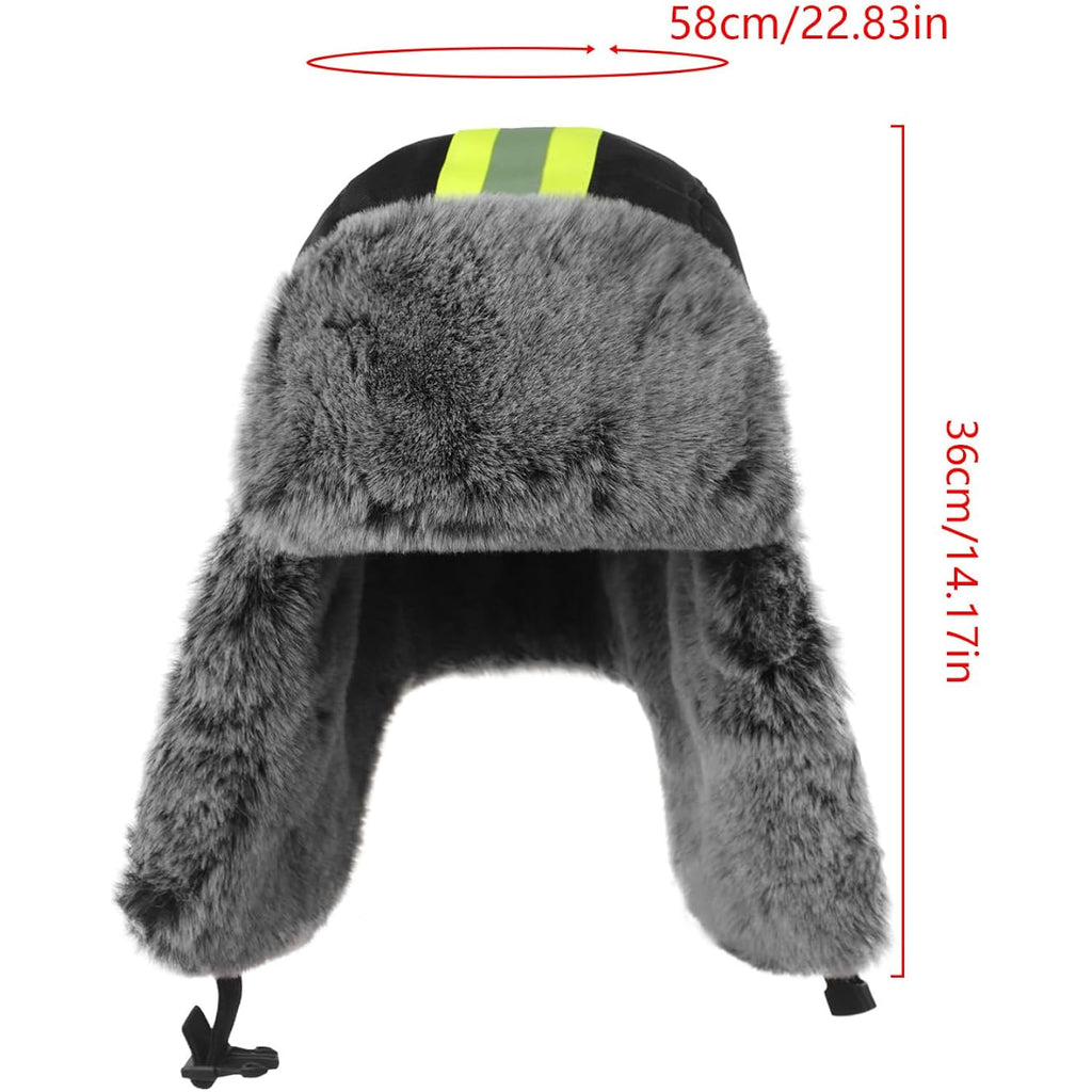 Clobeau Mens Women Winter Russian Ushanka Thermal Trapper Hat Ski Cycling Hunting Cap Earflap Safety Reflective Snow Hat