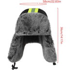 Clobeau Mens Women Winter Russian Ushanka Thermal Trapper Hat Ski Cycling Hunting Cap Earflap Safety Reflective Snow Hat