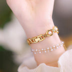 Adsbiaoye Elegant Pearl Women'S Dress Watch Fashion Oval Dial Gift Women'S Waterproof Watch