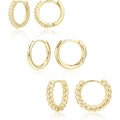 3 Pairs Small Huggie Hoop Earrings Set 14K Gold Hypoallergenic Lightweight Huggie Hoops Earrings for Women Girls