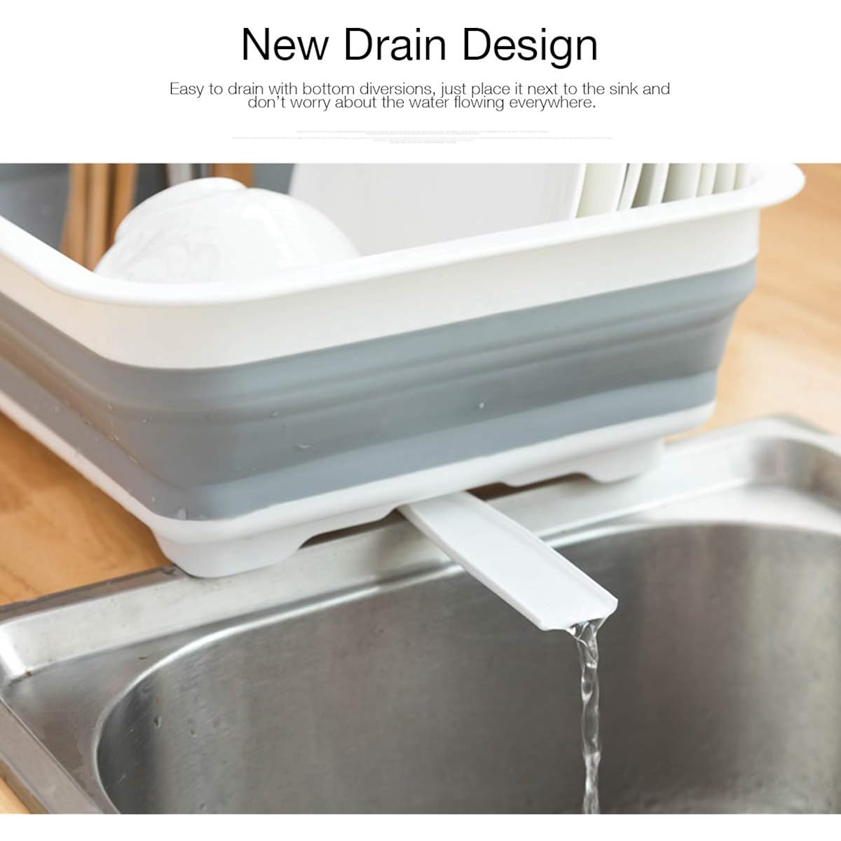 THANSTAR Collapsible Dish Drying Rack Portable Dinnerware Drainer Organizer for Kitchen RV Campers Travel Trailer Space Saving Kitchen Storage Tray