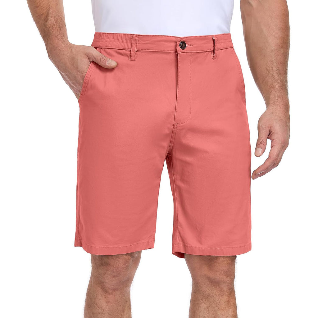 Oymyakon Men'S Stretch Chino Short Slim Fit 10" Inseam Flat Front Shorts Summer Cotton Casual Shorts With Pocket