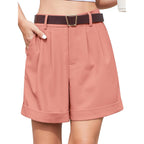 Women's Summer Dressy Casual Elastic Waist Wide Leg Suit Tailored Shorts Comfy Elagant Work Trouser Shorts