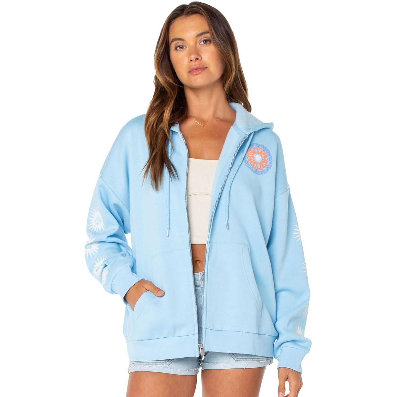Roxy Evening Lineup Zip Hoody - Airy Blue Surf Life