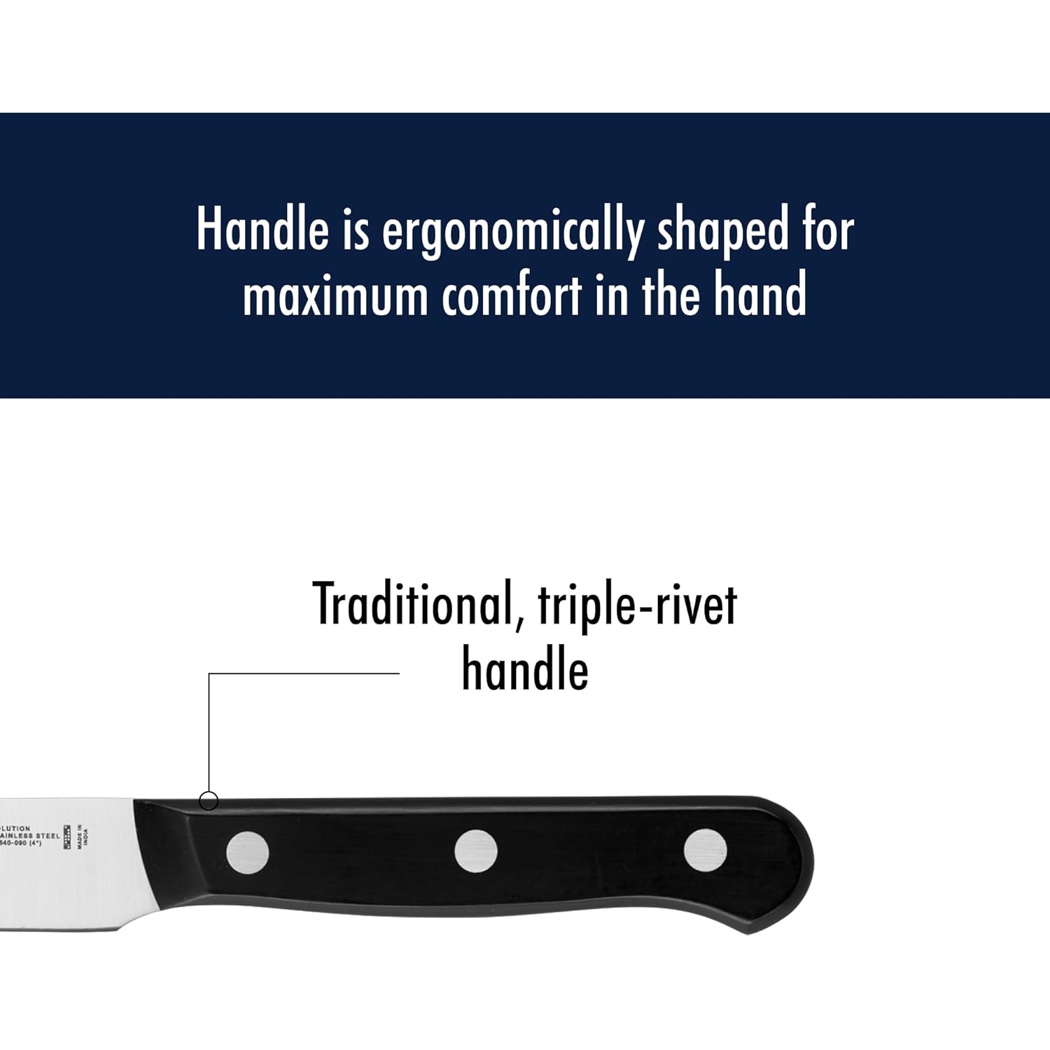 HENCKELS Solution Razor-Sharp 4-inch Compact Chef Knife, German Engineered Informed by 100+ Years of Mastery, Black/Stainless Steel