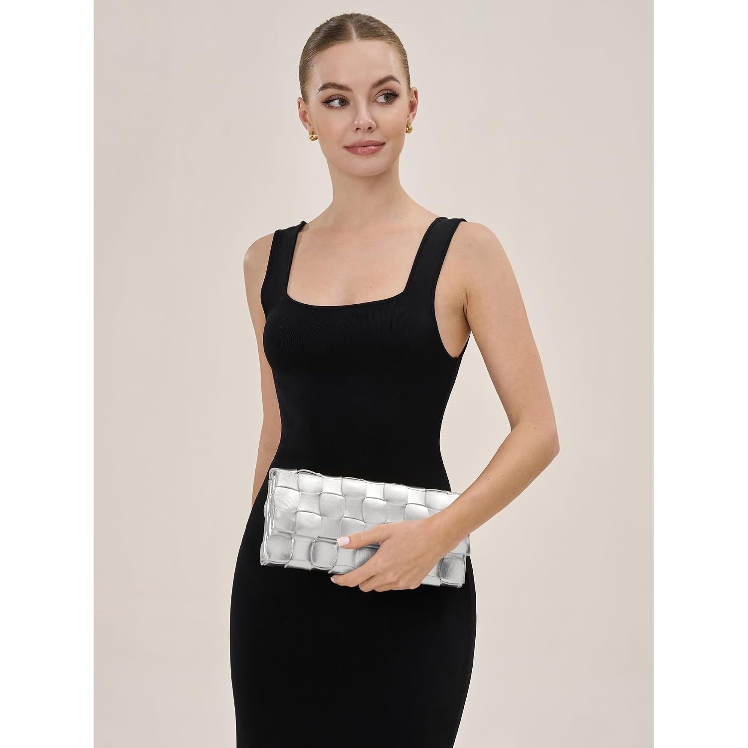 Woven Evening Clutch Purses For Women, Pu Crossbody Shoulder Purse Handbag For Evening, Formal Events, Wedding, Party