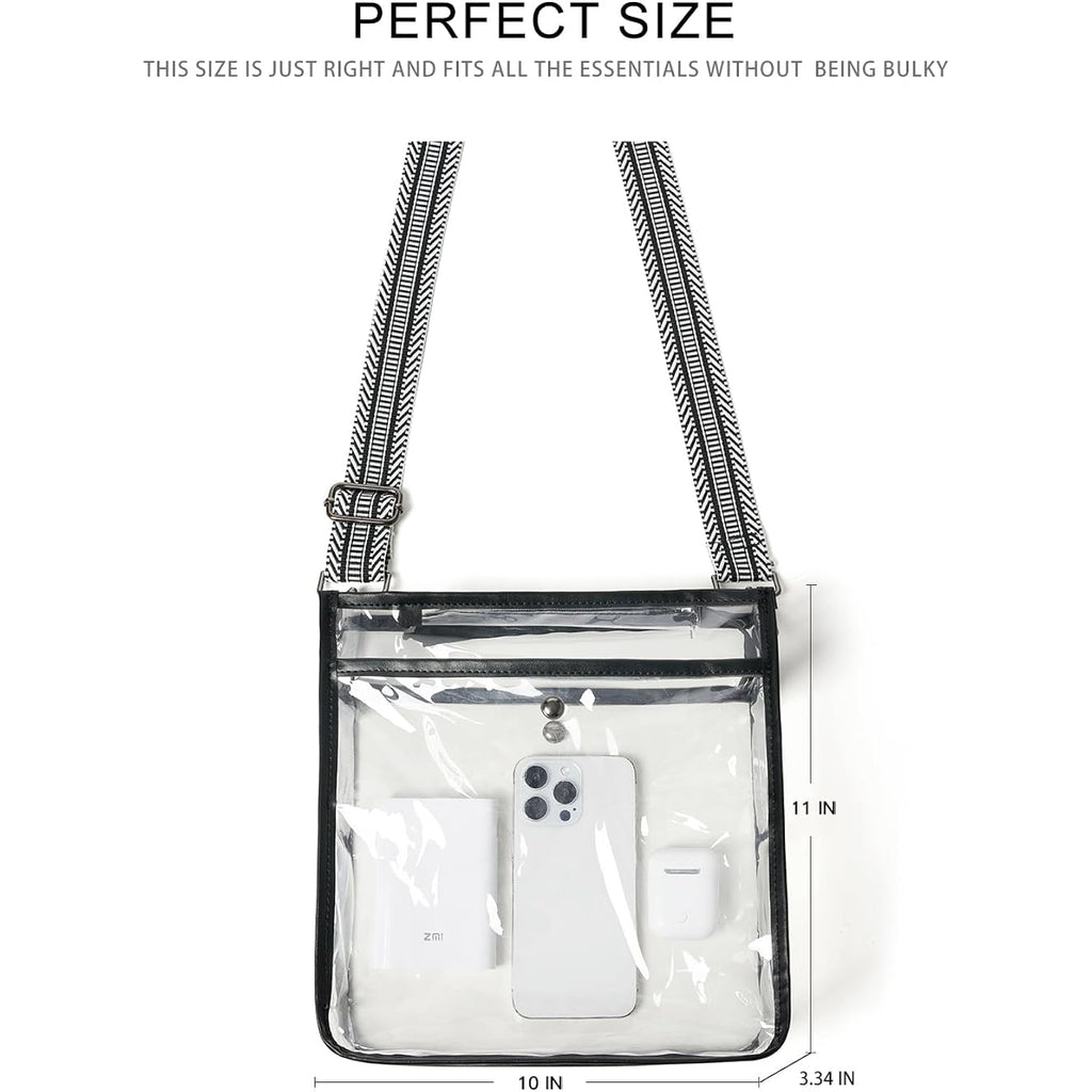 Bluome Clear Bag for Stadium Events 12x12x6, Clear Purses Stadium Bag Crossbody Purses for Concerts Football Games Travel